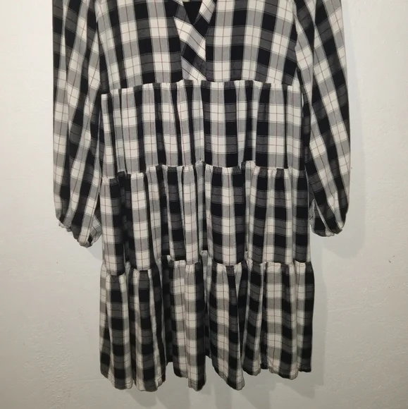 ANTHRO' MAEVE Amber Plaid Tiered Tunic Dress - Picture 4 of 9